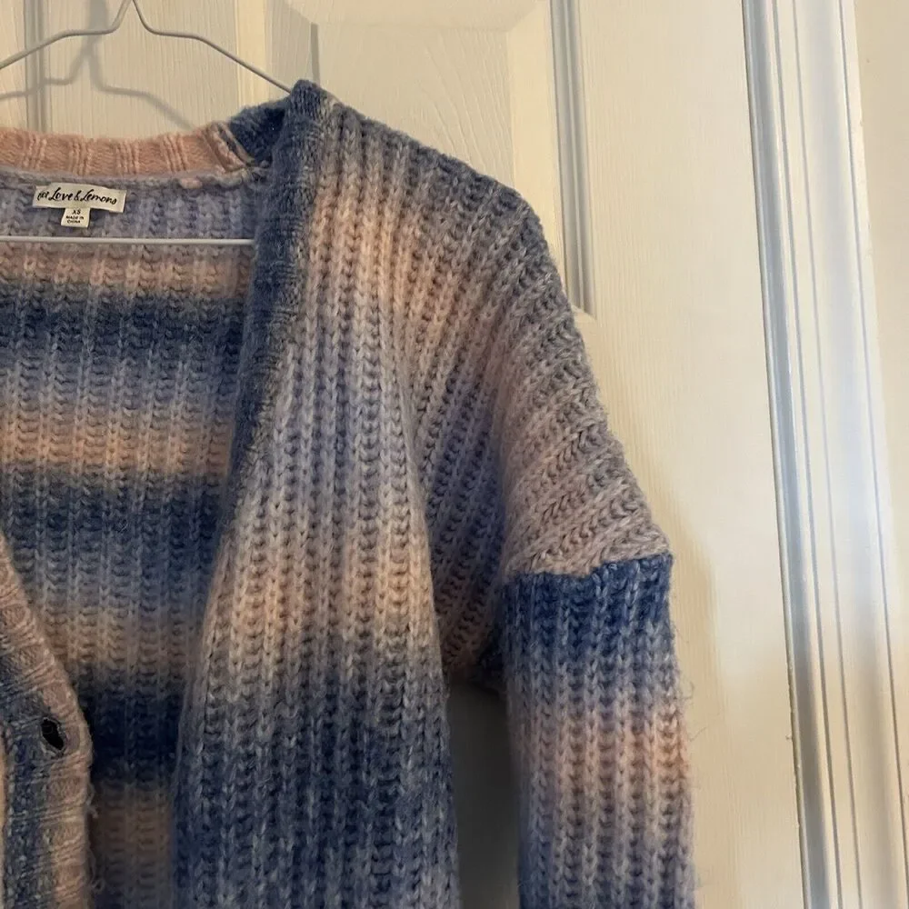 For Love and Lemons Celeste Cardigan Sweater Pink Blue Tie Dye Ombre Size XS - Picture 3 of 10